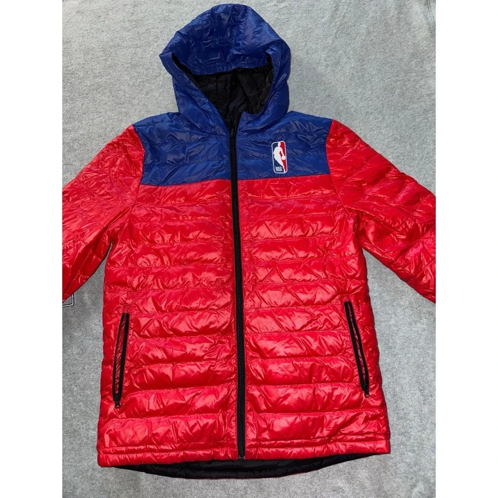 Red Double Dribble Reversible Packable‎ Full-Zip Puffer Jacket Size Youth L